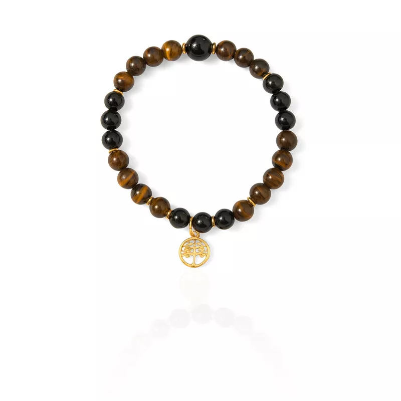 Браслет осознанности из тигрового глаза с подвеской «Дерево жизни»