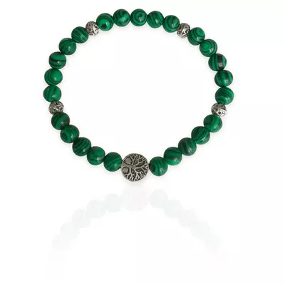 Браслет осознанности из малахита с подвеской «Дерево жизни»