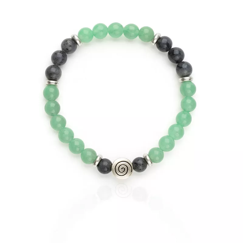 Браслет осознанности из зелёного авантюрина и лабрадорита